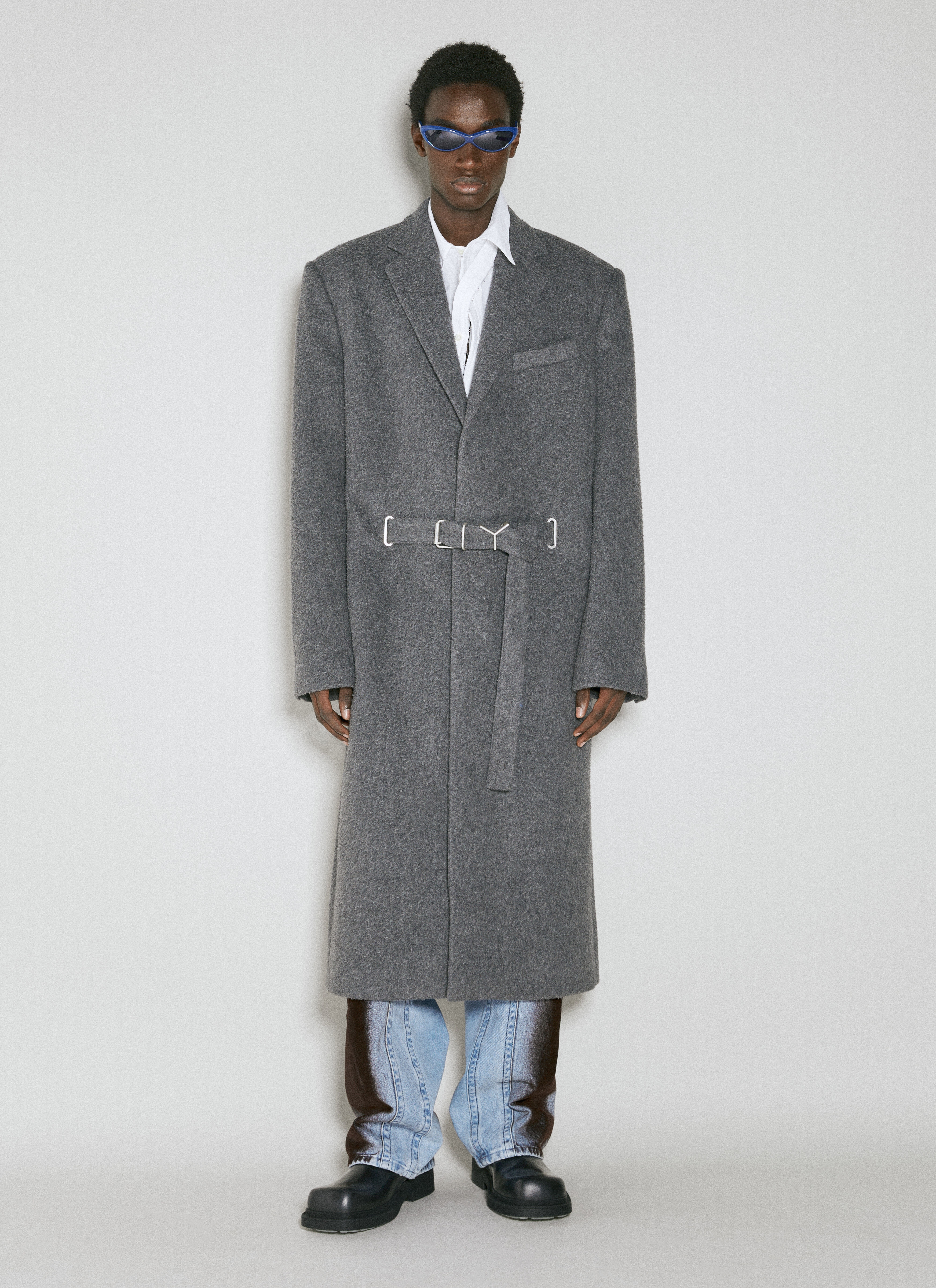 Y/Project Y Belt Brushed Wool Coat | lncc | REVERSIBLE