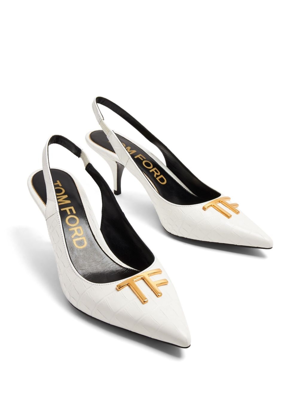 logo-lettering leather pumps - 5