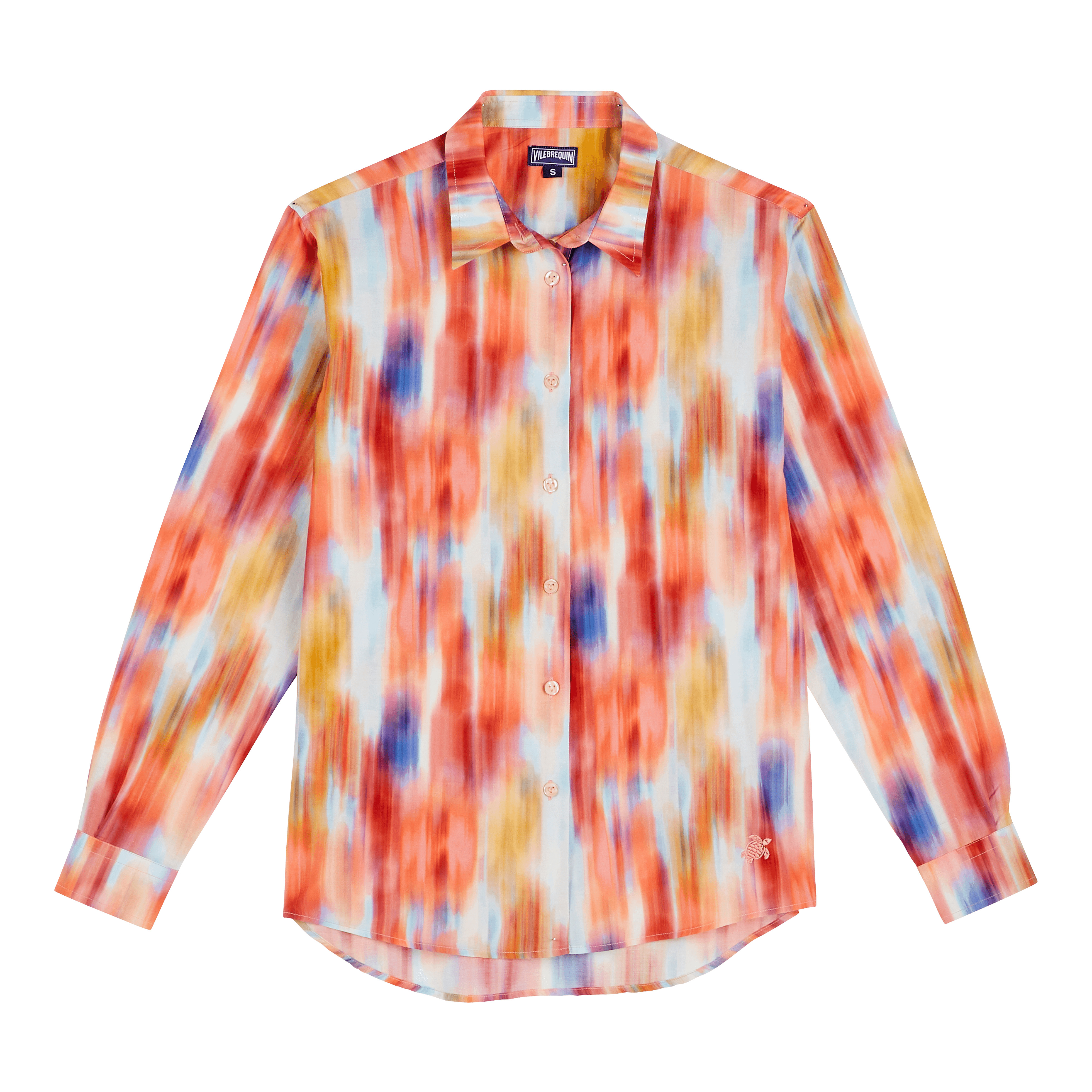 Women Cotton and Silk Shirt Ikat Flowers - 1