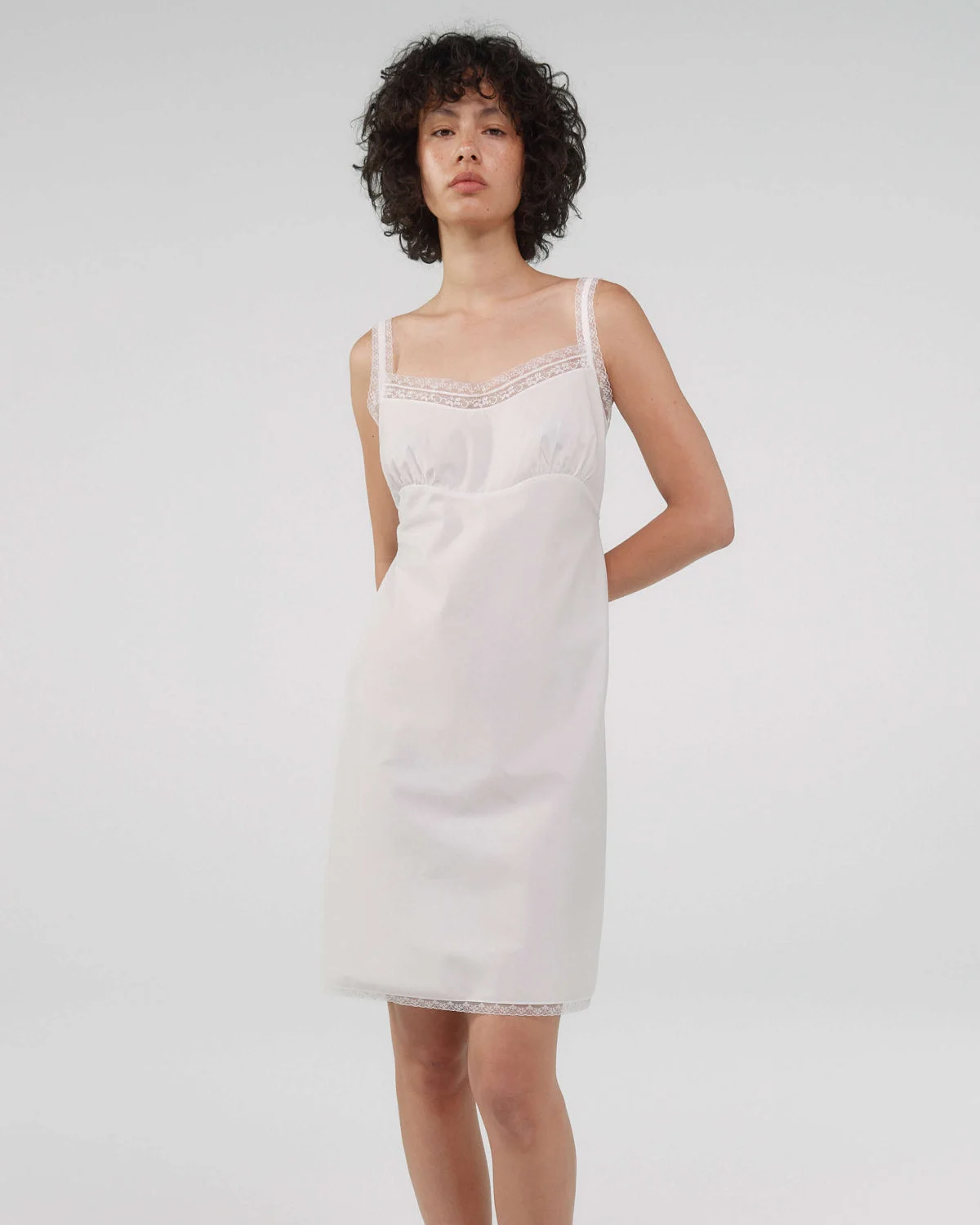 The Slip Dress: White Cotton Voile - 1
