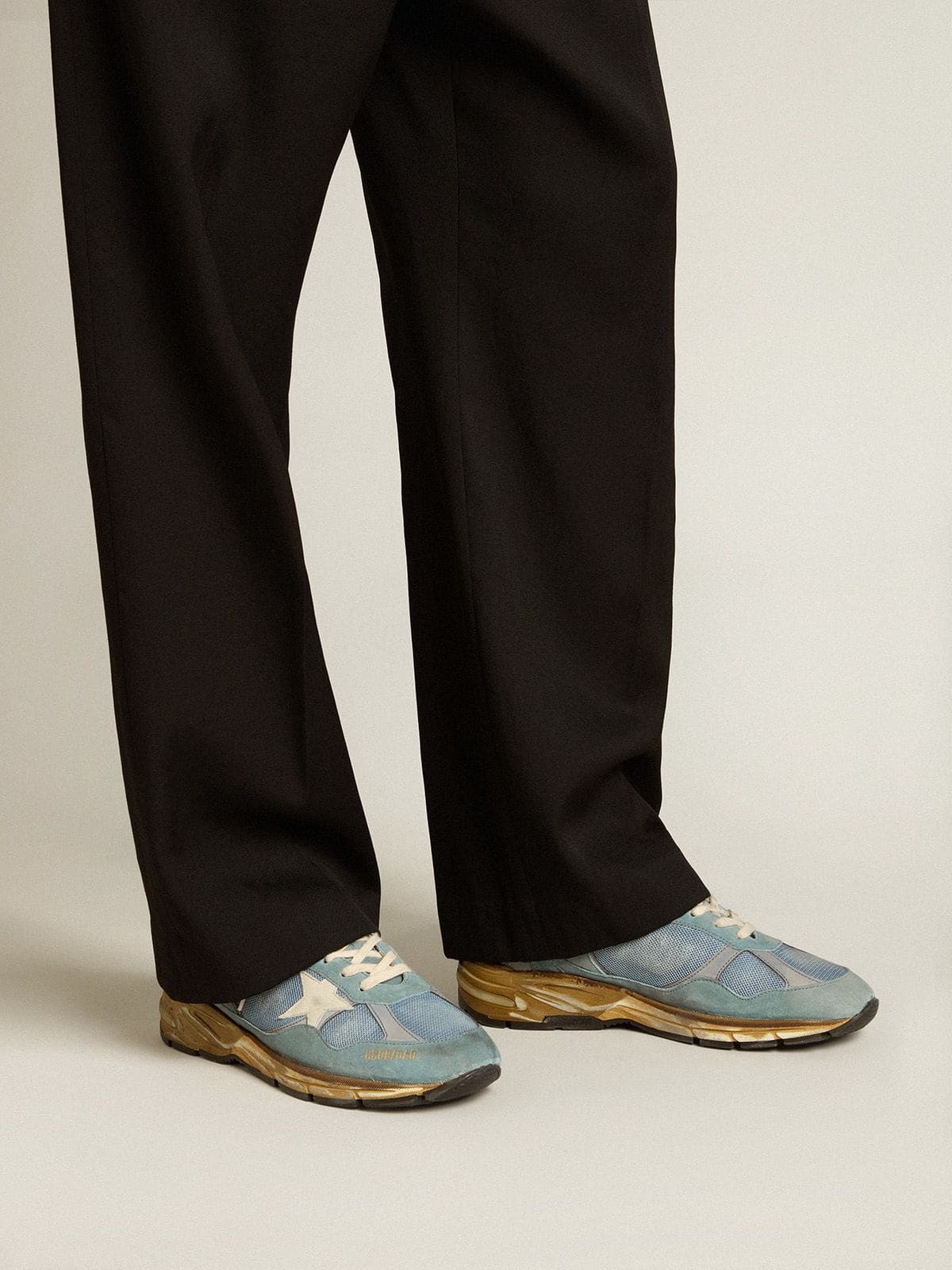 Men's Dad-Star in light blue mesh and suede with white leather star and heel tab - 3