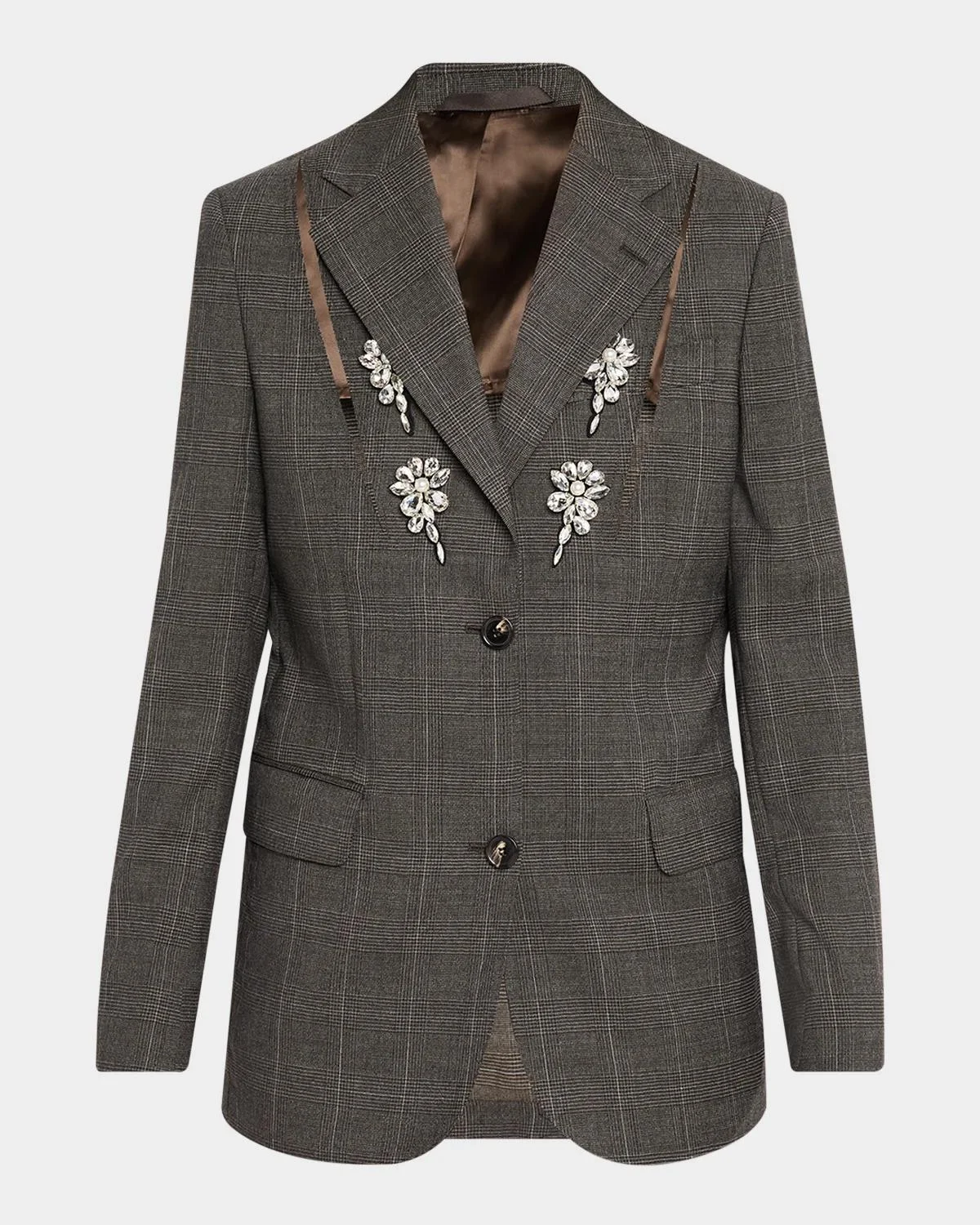Prince Of Wales Check Wool Single-Breasted Slash Jacket - 1