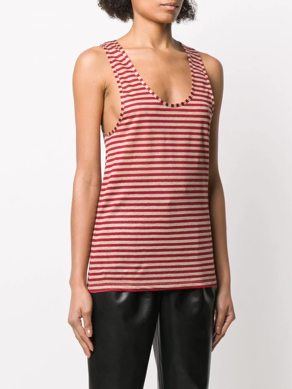 logo-embroidered striped top - 3