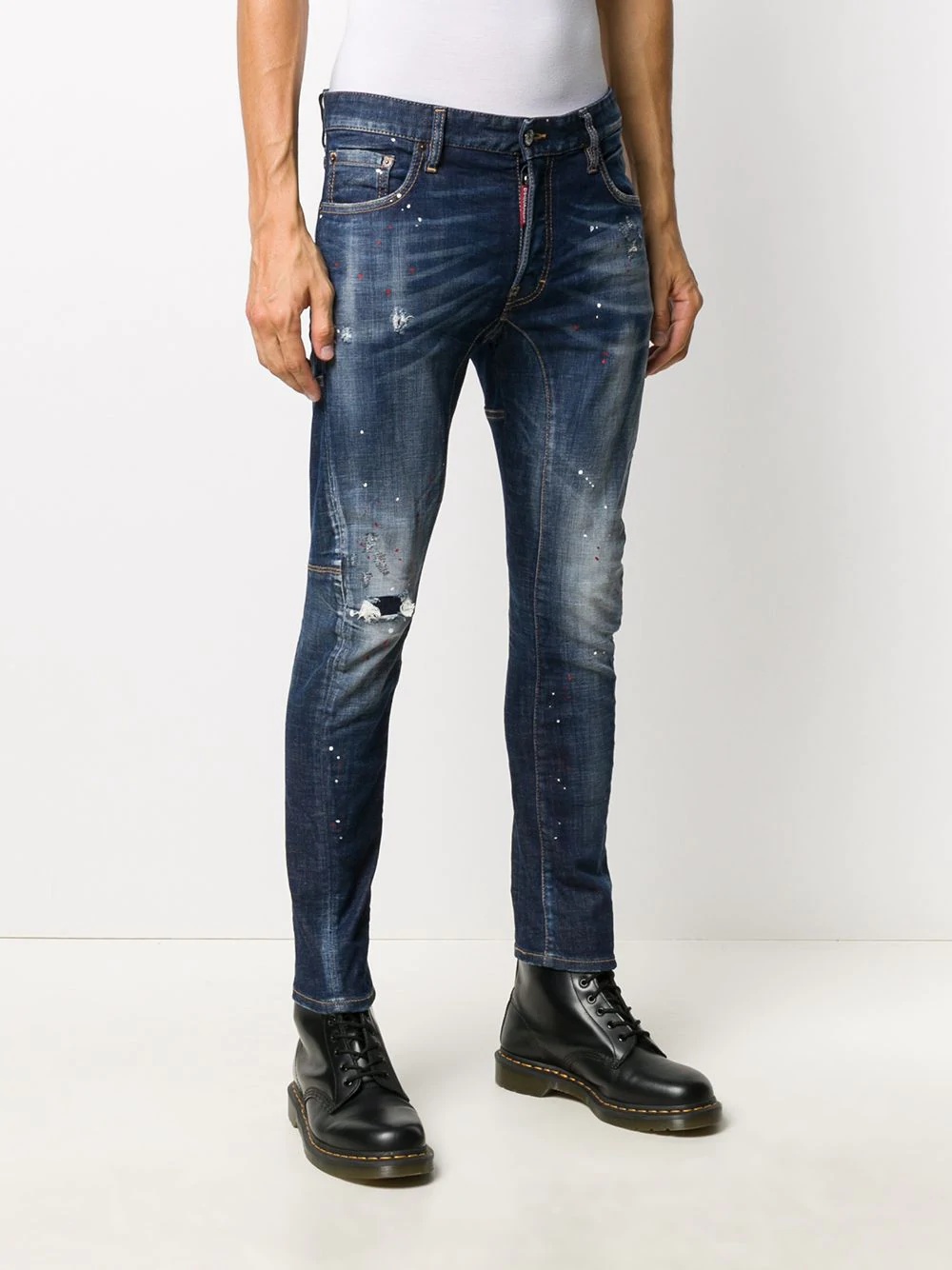 paint-splatter slim jeans - 3