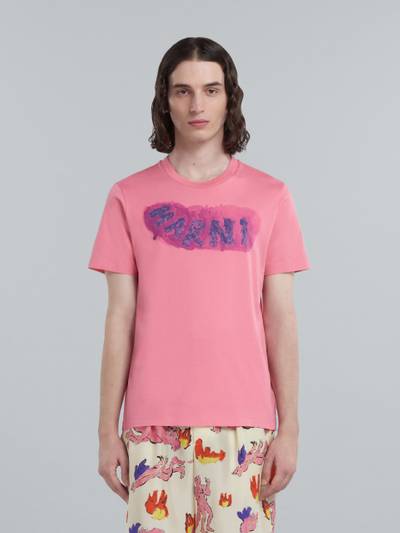 Marni PINK BIO COTTON T-SHIRT WITH LOGO GRAPHIC outlook