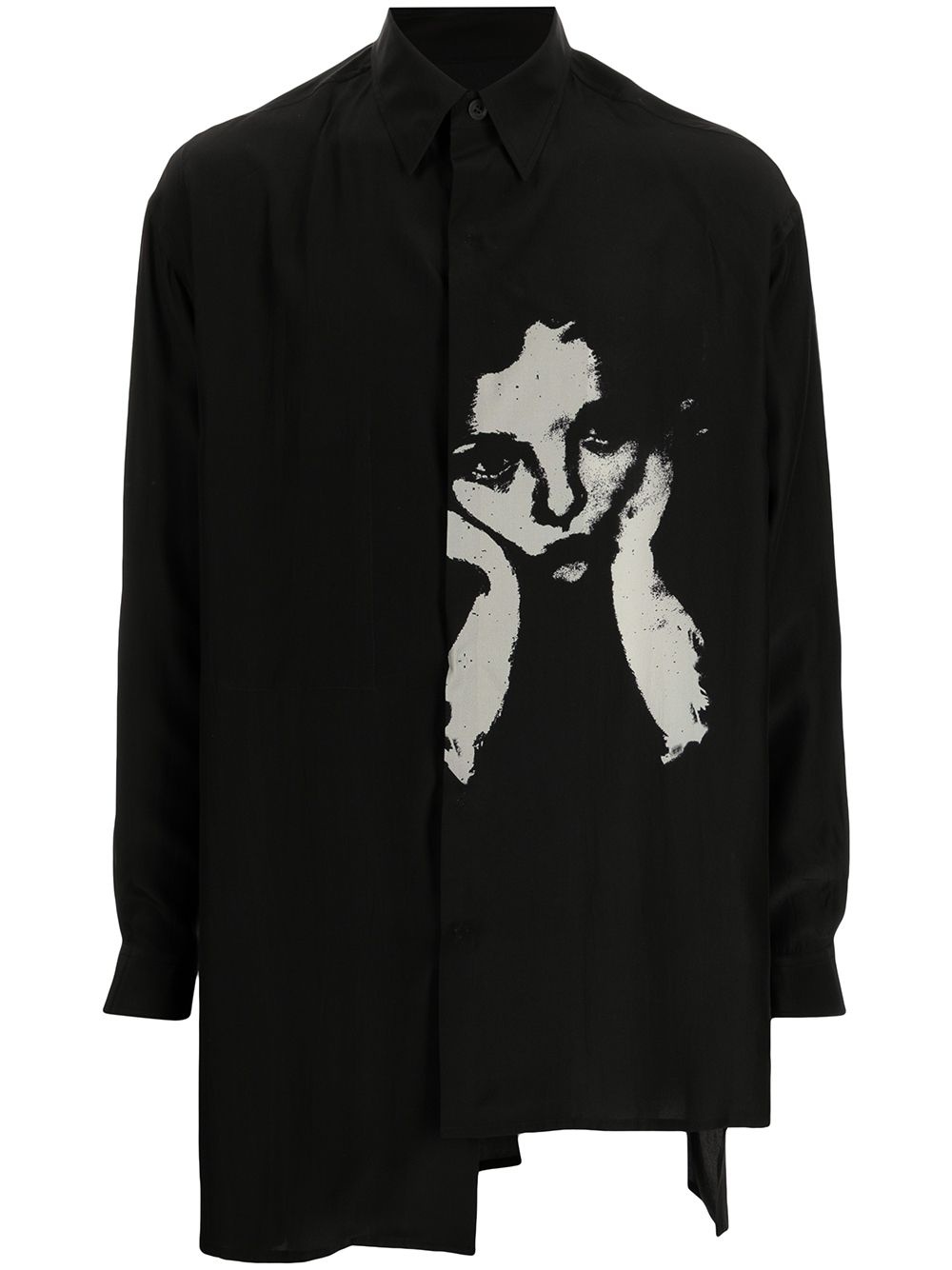 face-print asymmetric shirt - 1