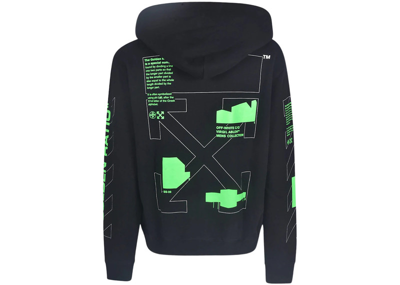 Off-White OFF-WHITE Arch Shapes Incompiuto Hoodie Black/Brilliant Green outlook