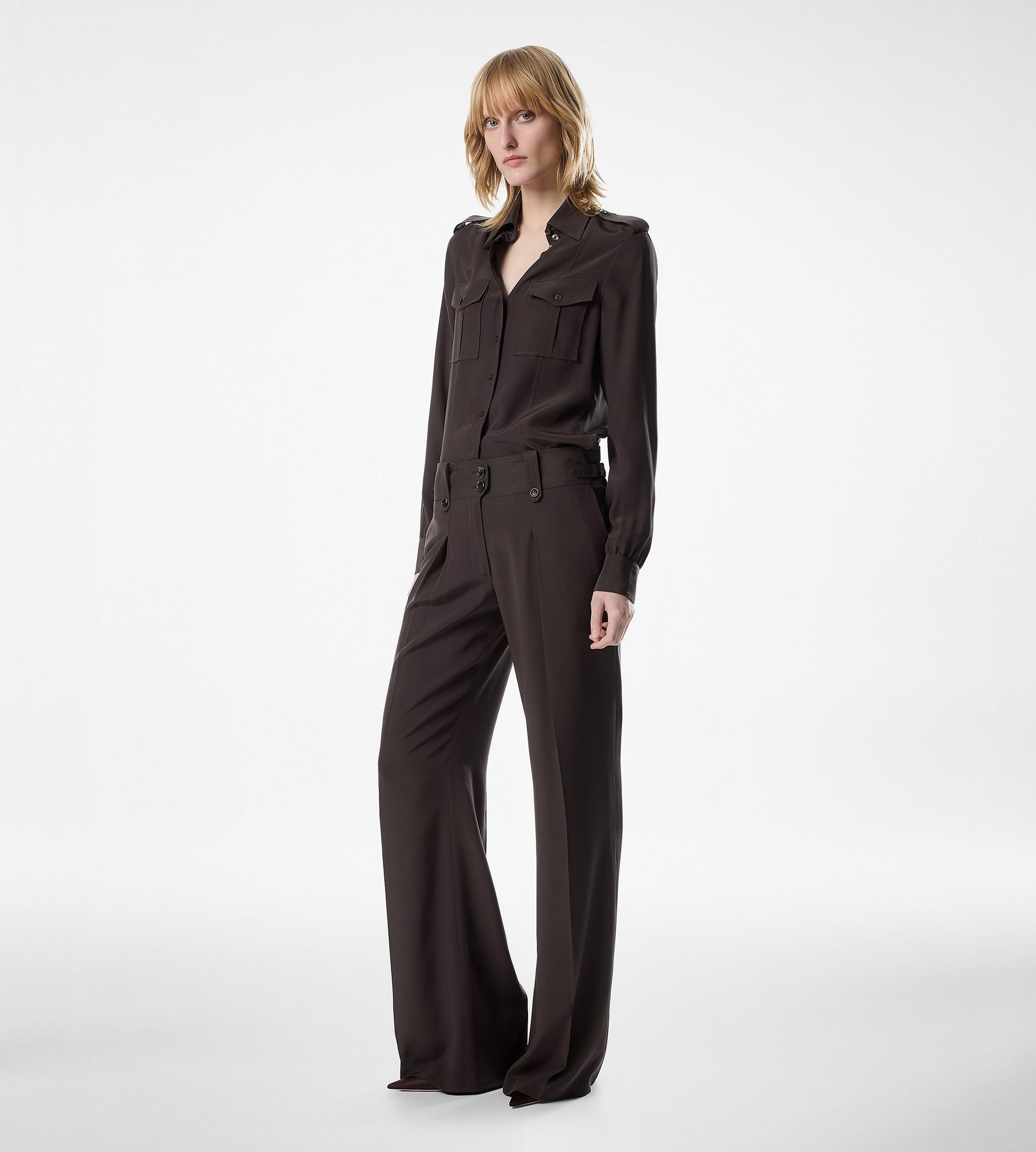 PLEATED WIDE LEG SILK PANTS - 2