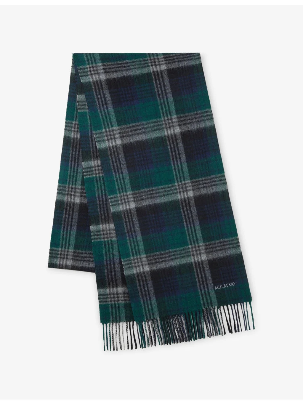 Long Mulberry Heritage Check Wool Scarf - 1