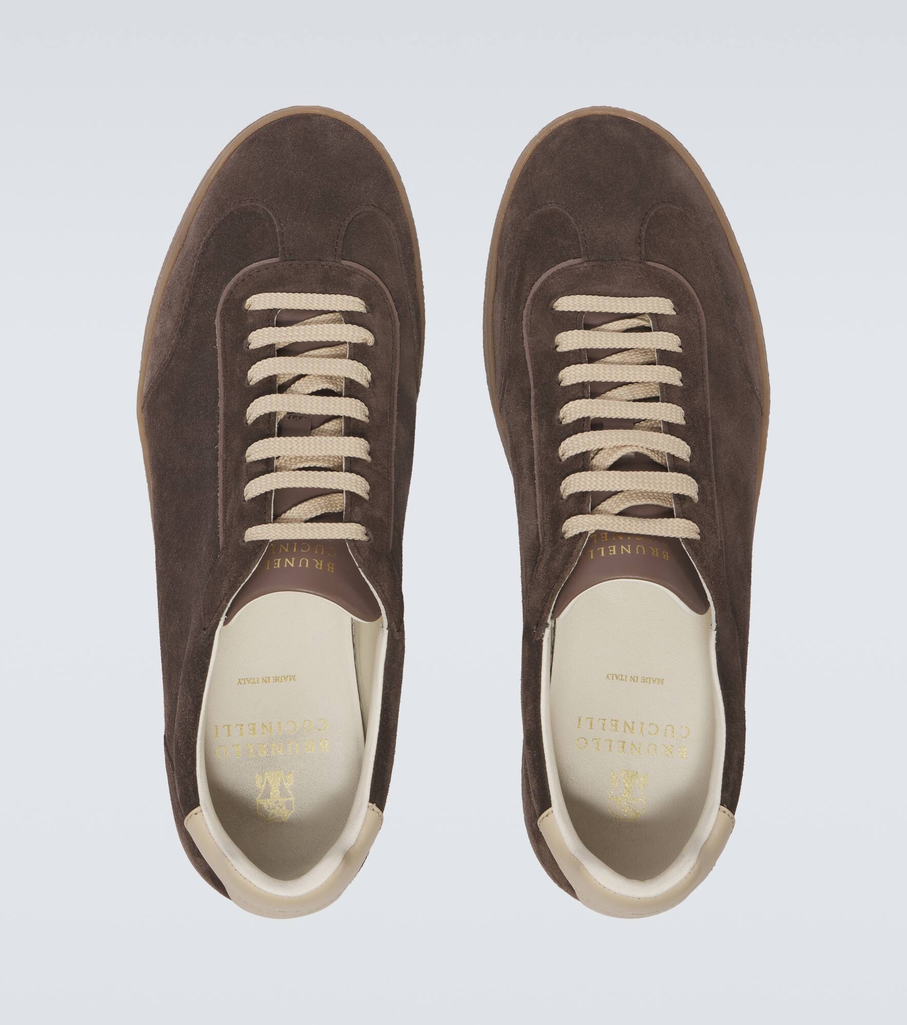 Leather-trimmed suede sneakers - 4