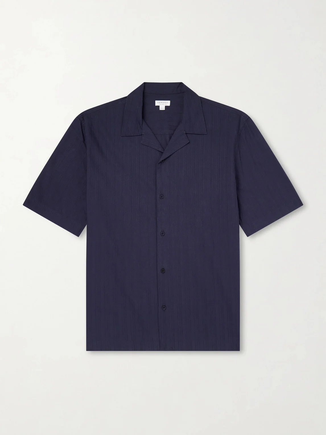 Camp-Collar Textured-Cotton Shirt - 1