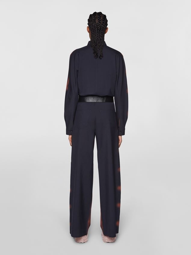 VIRGIN WOOL TROUSERS WITH HAND-SPRAYED CHECK DESIGN - 3