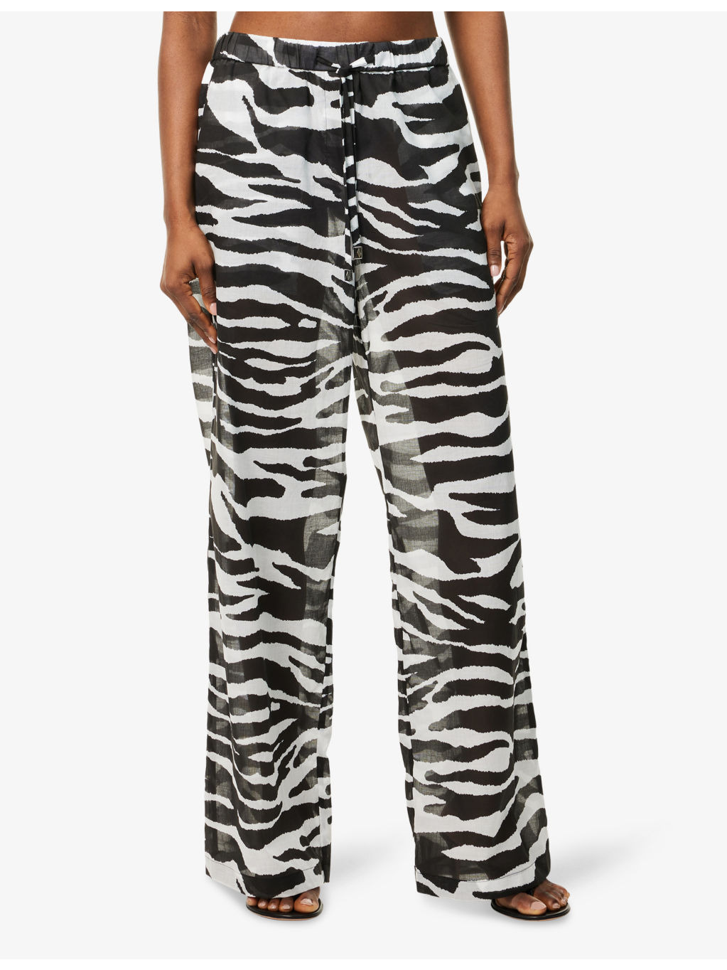 Zebra Drawstring Cotton-Poplin Trousers - 3