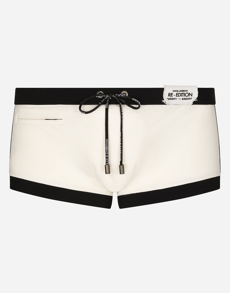High-legged swim trunks with patch - 1