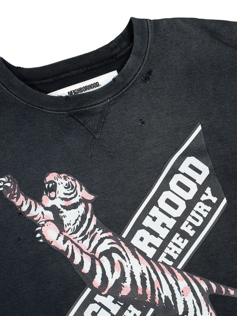 tiger-graphic faded-effect sweatshirt 3