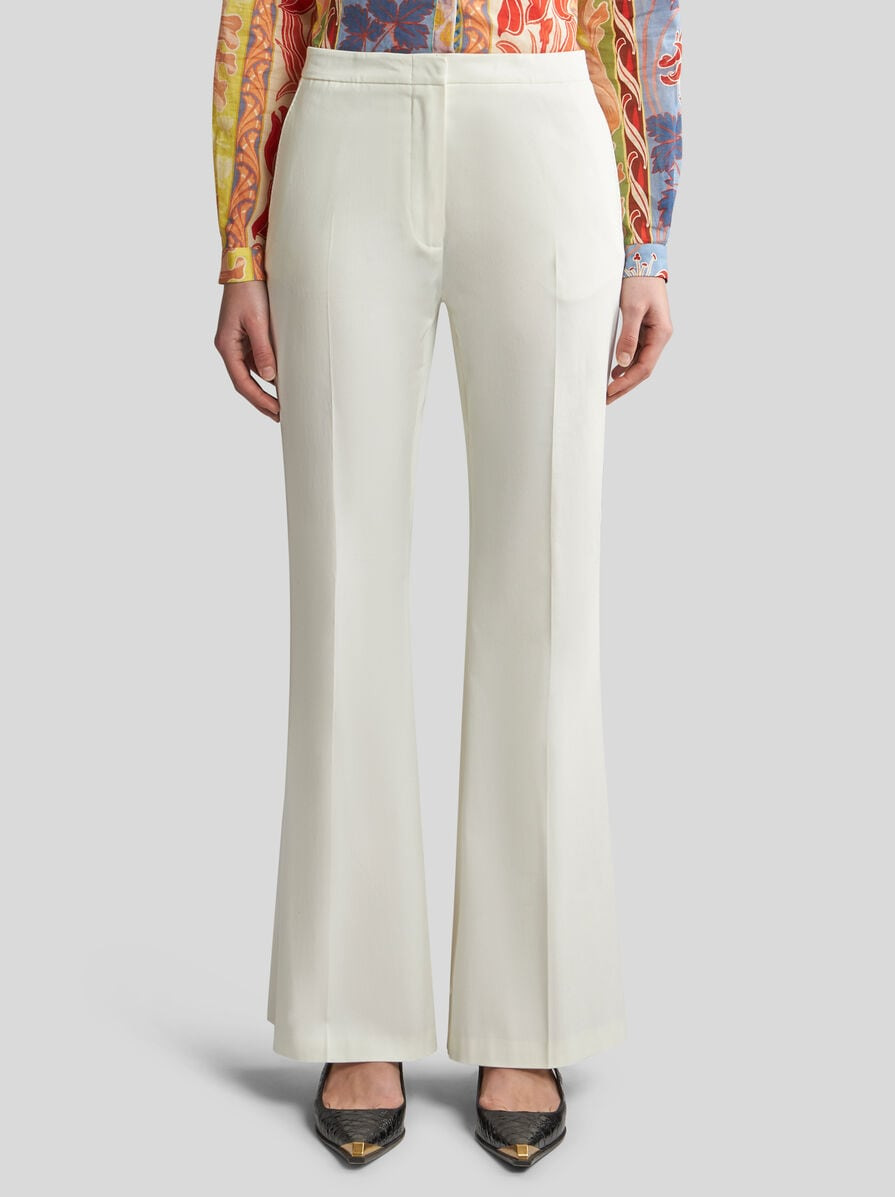 FLARED STRETCH COTTON TROUSERS - 3