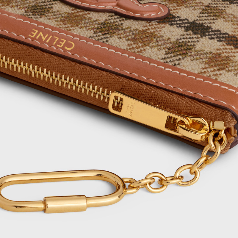 Coin And Card Pouch in TARTAN TEXTILE AND CALFSKIN 4