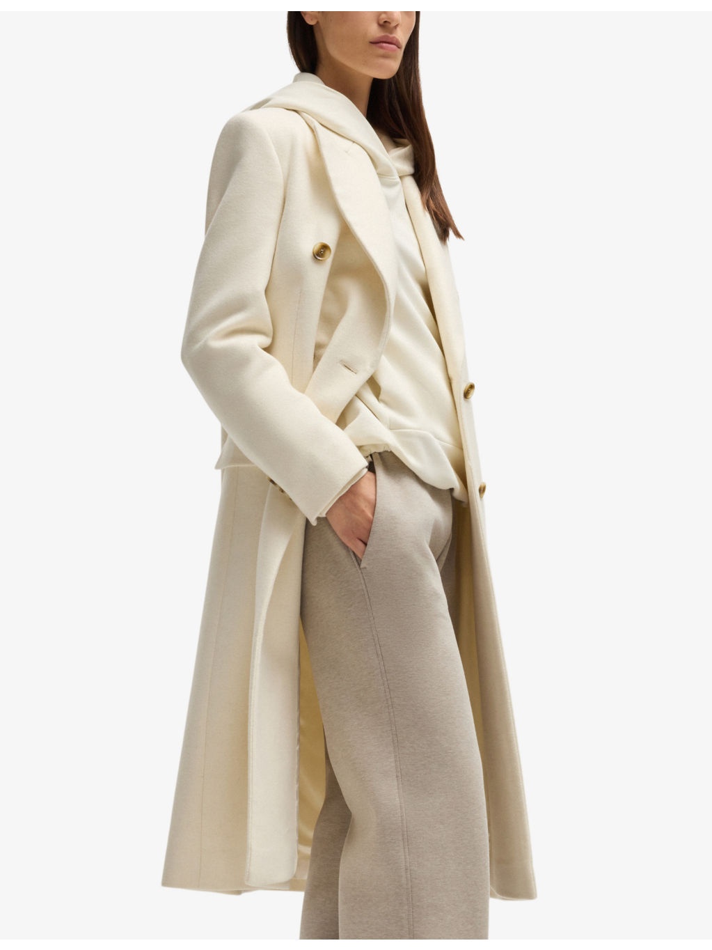 Peak-lapel double-breasted recycled wool-blend coat - 3
