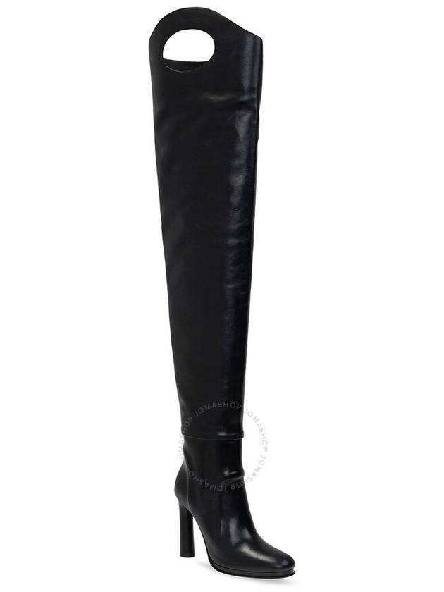 Women's Leather Long Boots Black - 4