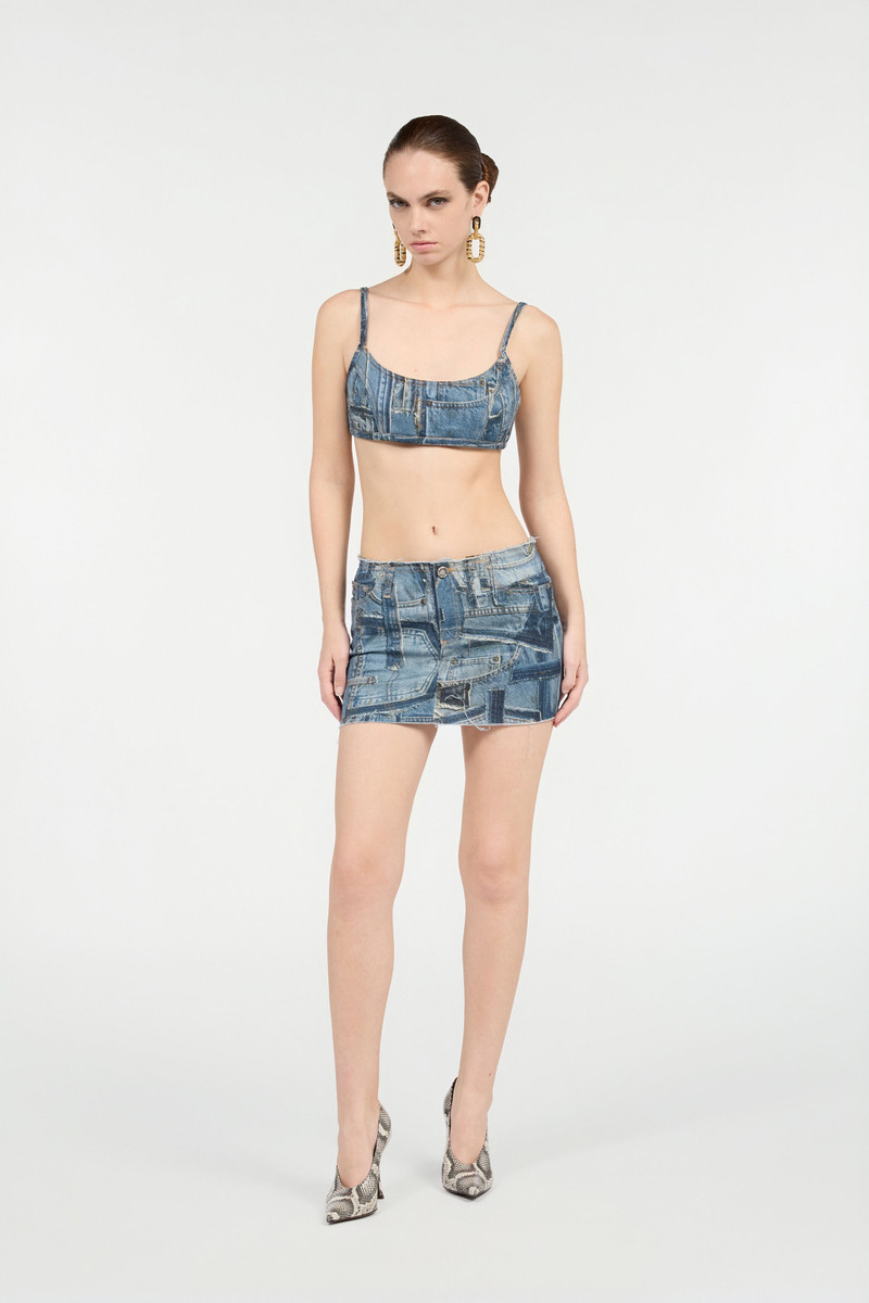 Roberto Cavalli Patchwork Capsule Collection Denim Mini Skirt outlook