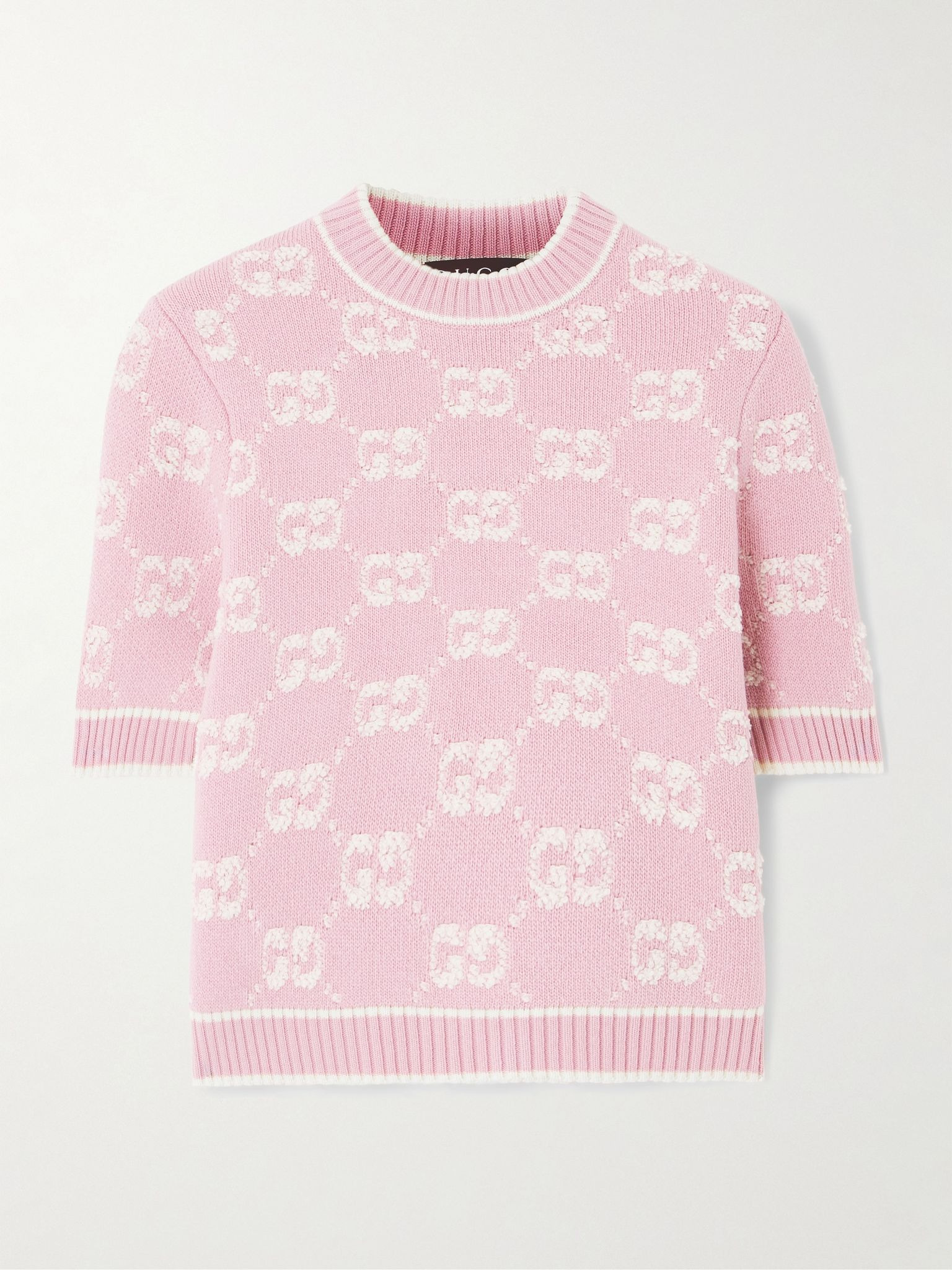 Wool bouclé-jacquard sweater Pink - 1
