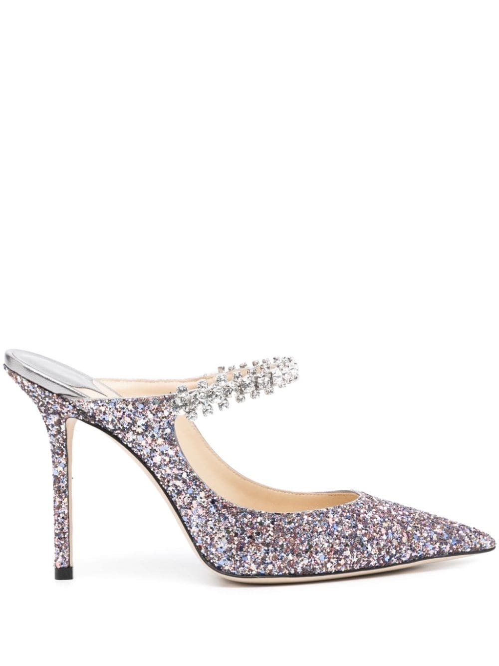 JIMMY CHOO Bing 100 グリッター ミュール Bing 100 embellished glitter mules in metallic - Jimmy Choo