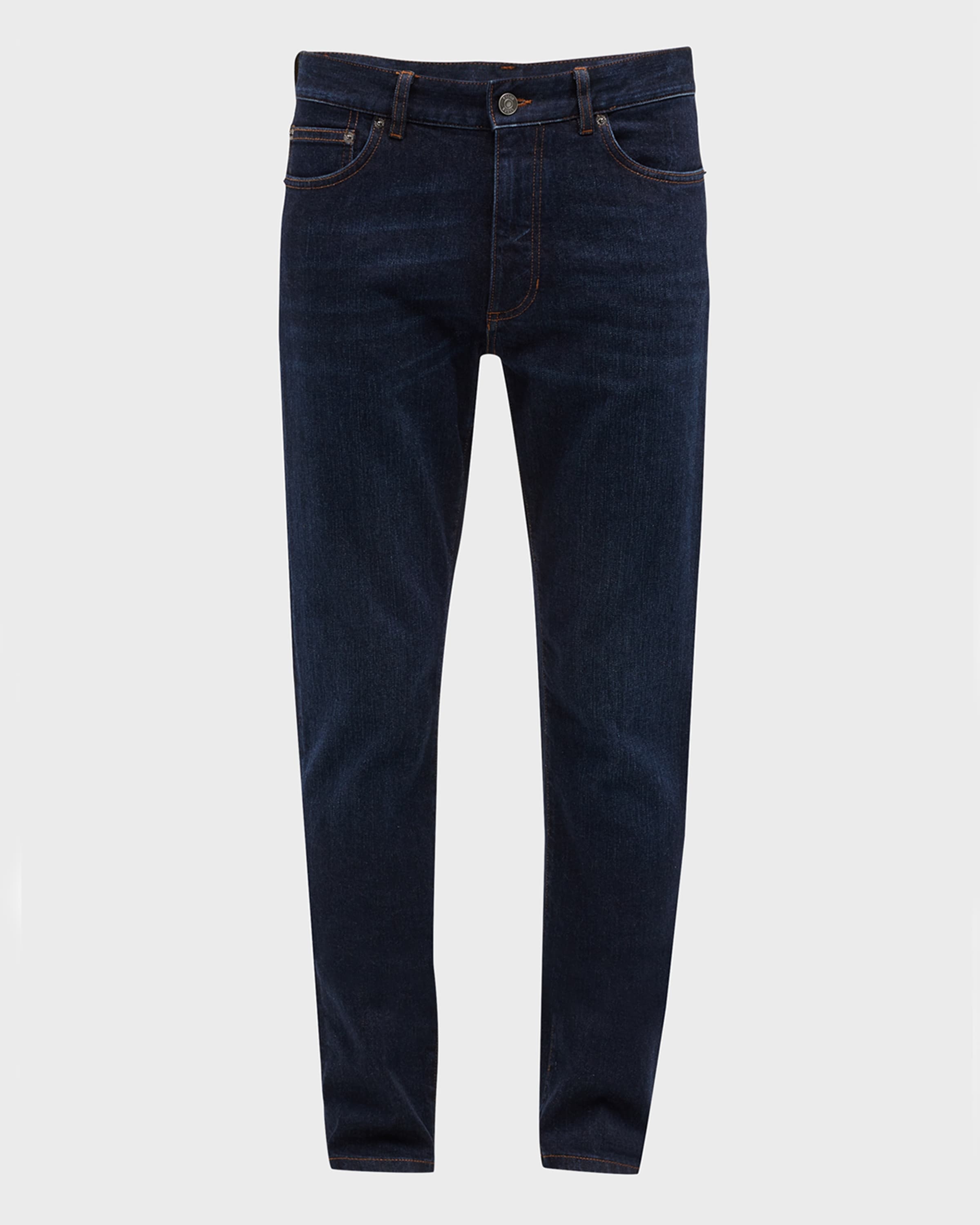 Men's 5-Pocket Dark Wash Denim Jeans - 1