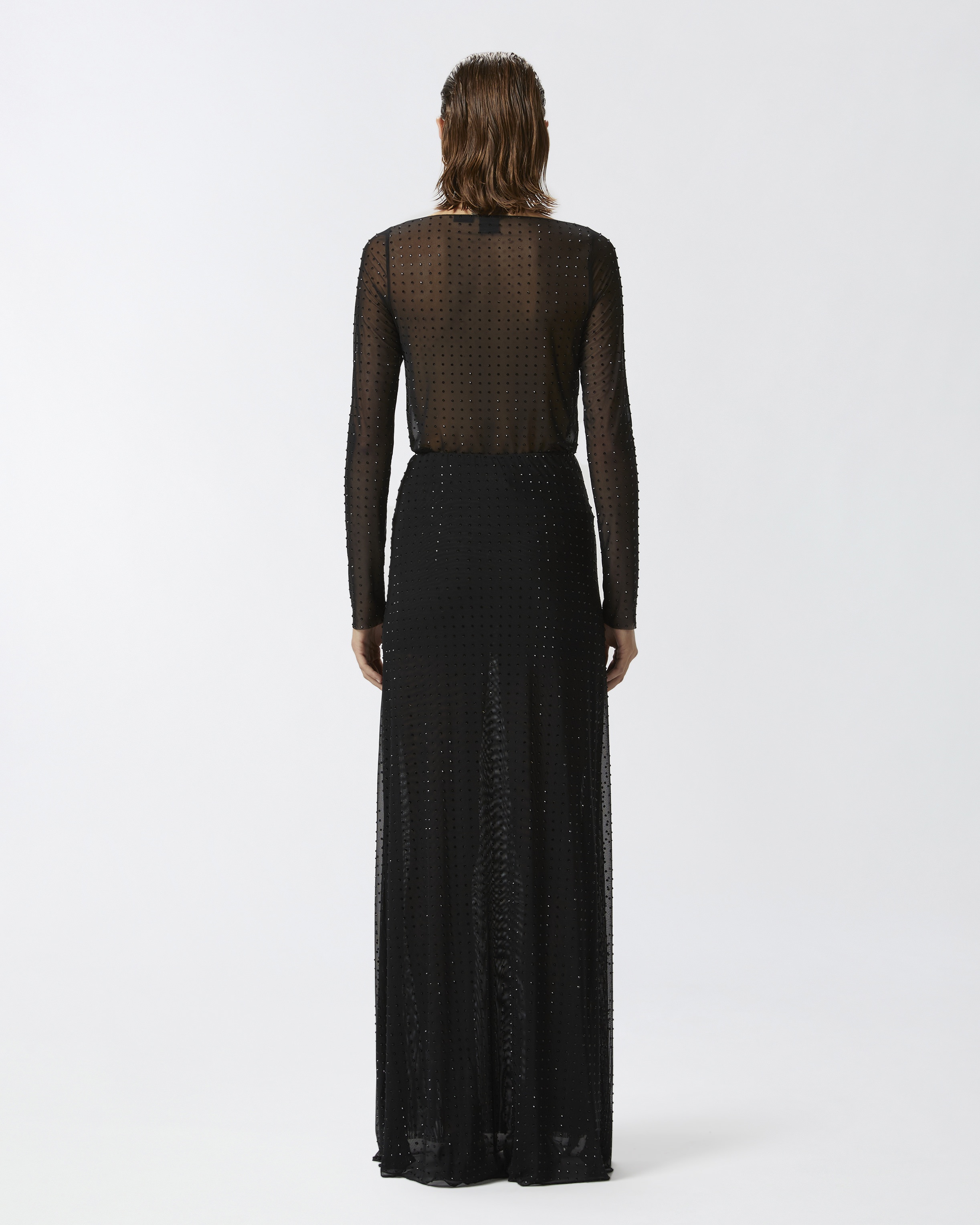 FULLY RHINESTONED LONG TULLE SKIRT - 5