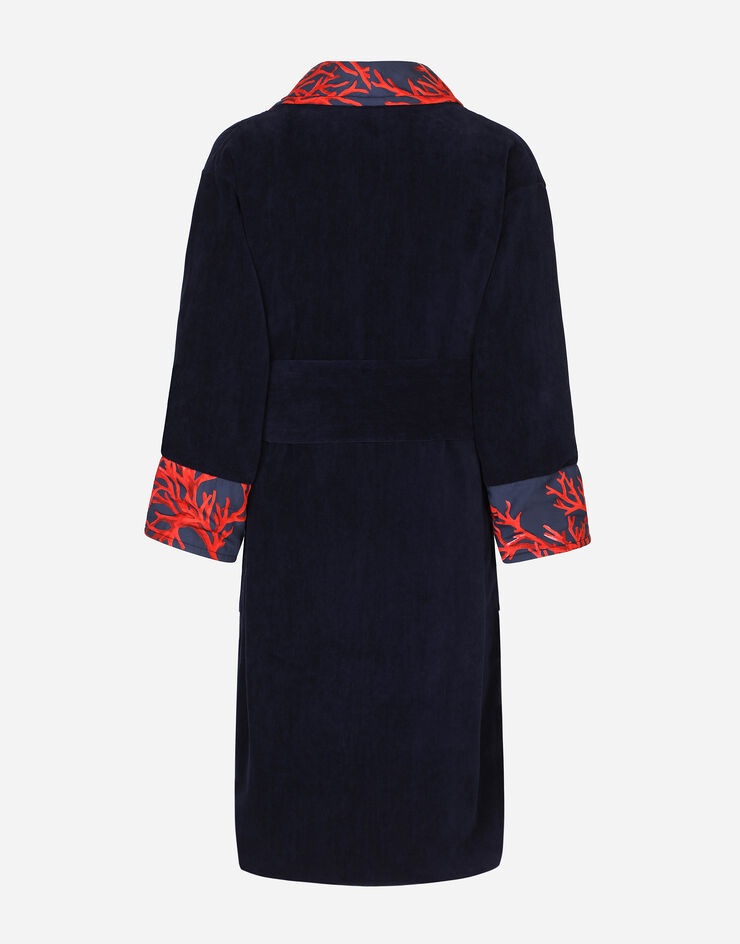 Cotton bathrobe with coral-print details - 3