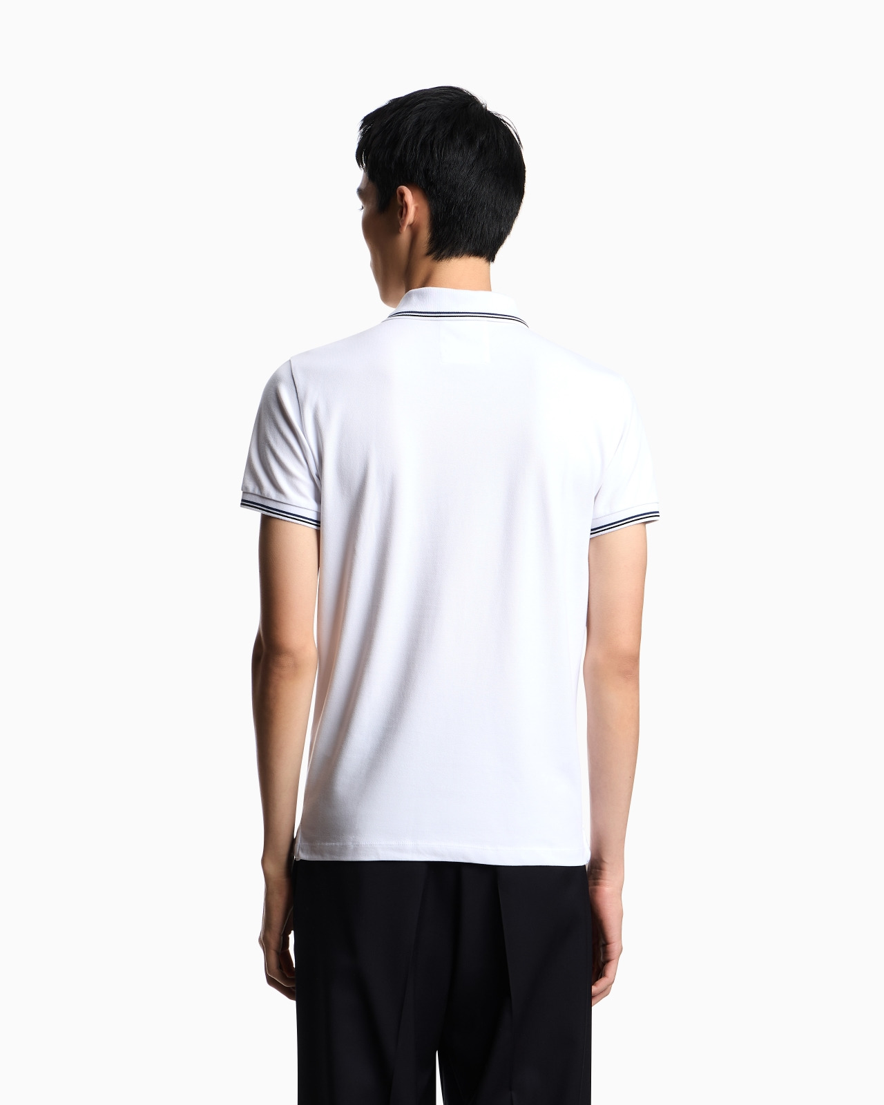 Slim-fit stretch piqué polo shirt with micro eagle - 3