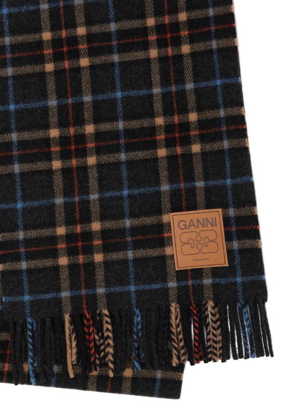 checked fringed scarf - 2