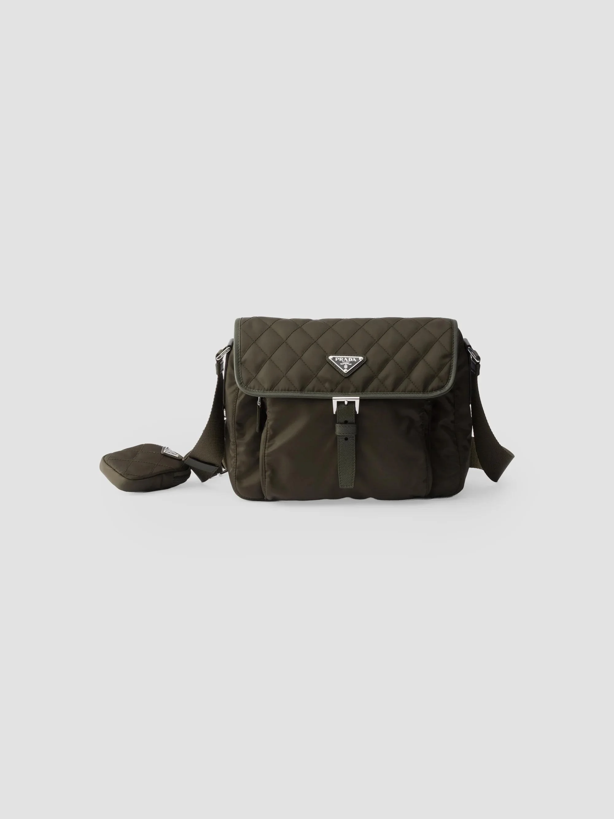 Women's Medium Quilted Nylon Shoulder Bag - Green - 1