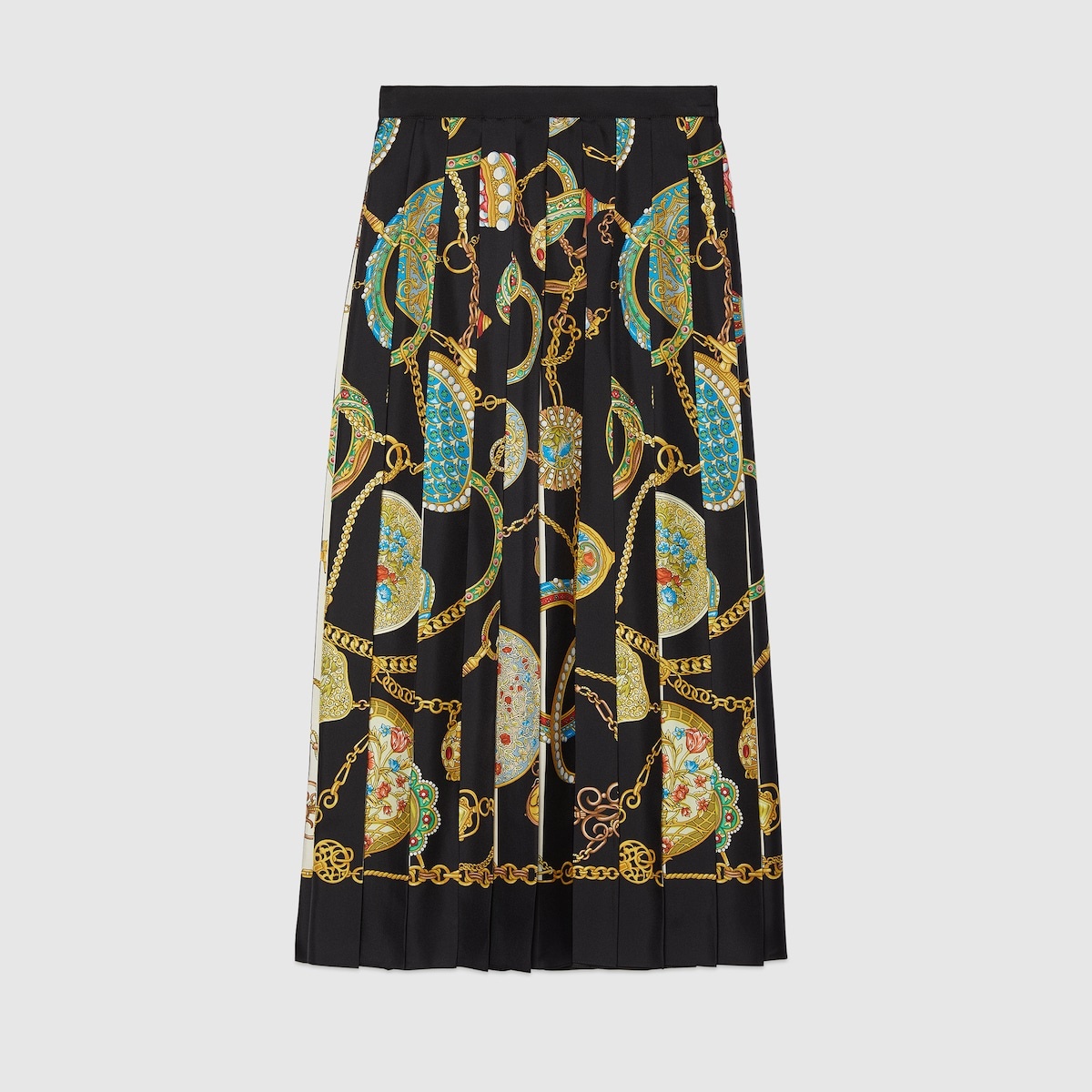 Gucci jewel and chain print silk skirt - 1