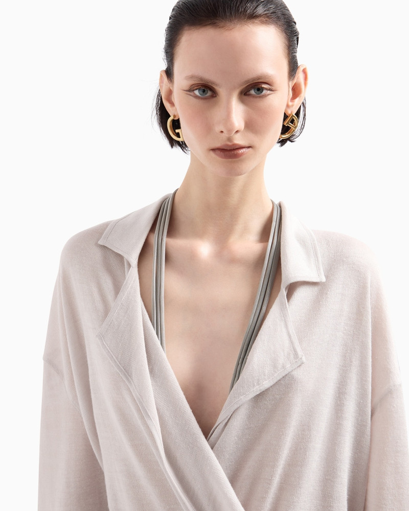 GIORGIO ARMANI SILK AND LINEN JUMPER WITH DRAPING outlook