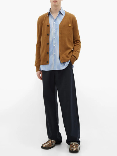 Acne Studios Keve face-logo appliqué wool cardigan outlook