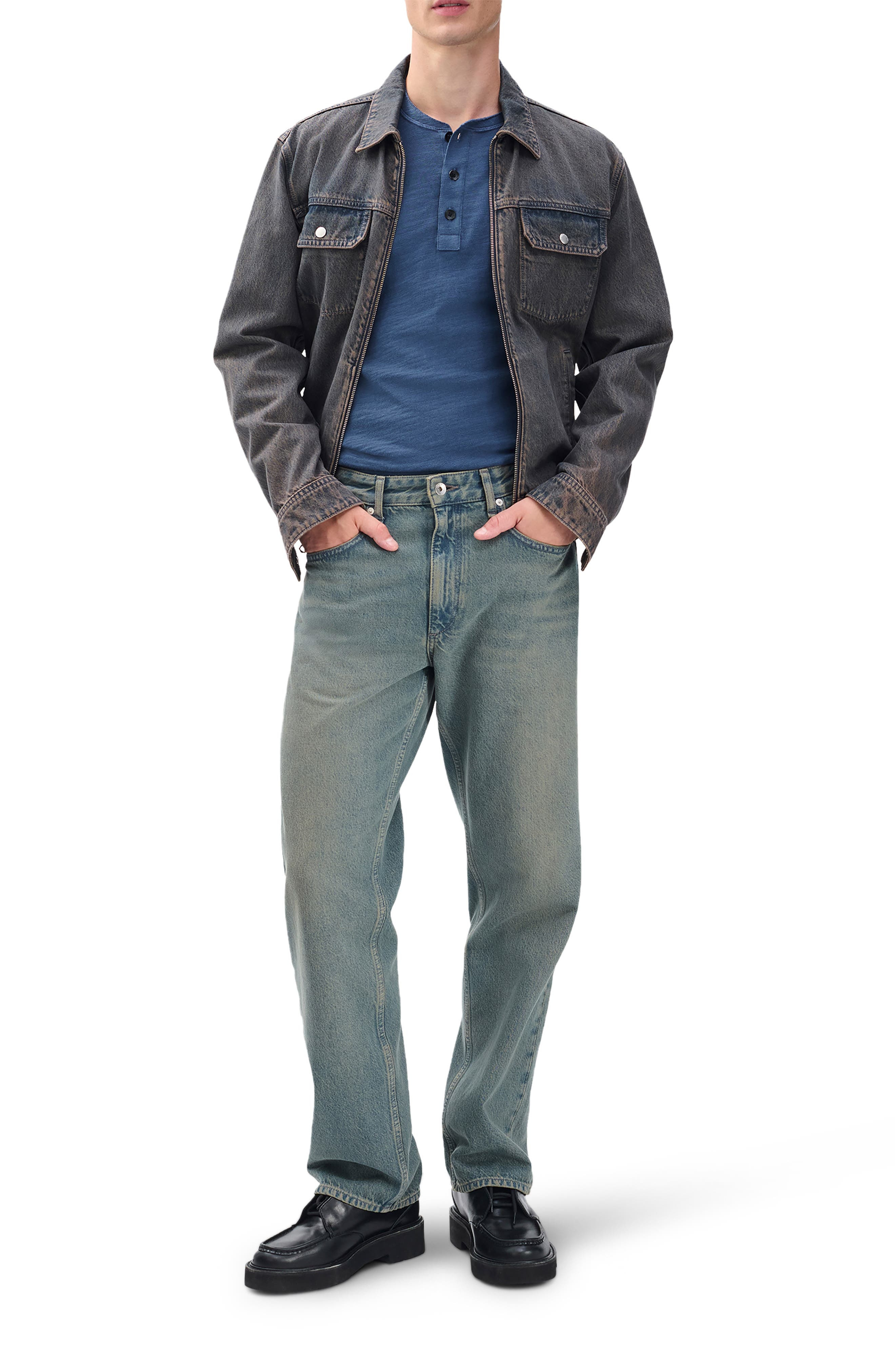 rag & bone Classic Flame Slub Cotton Henley in Blue at Nordstrom - 4