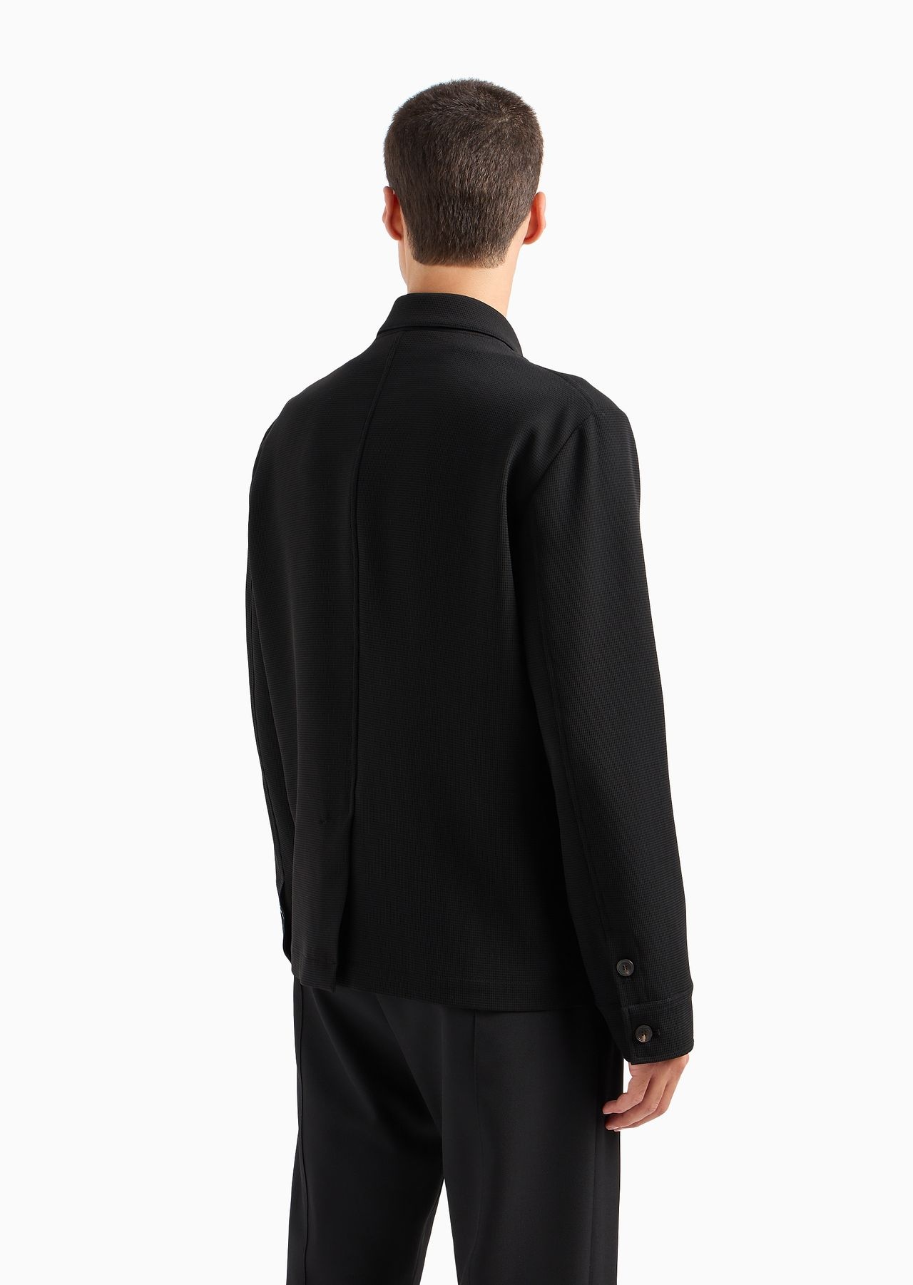 Classic-collar jacket with zip in micro-armure crêpe - 3