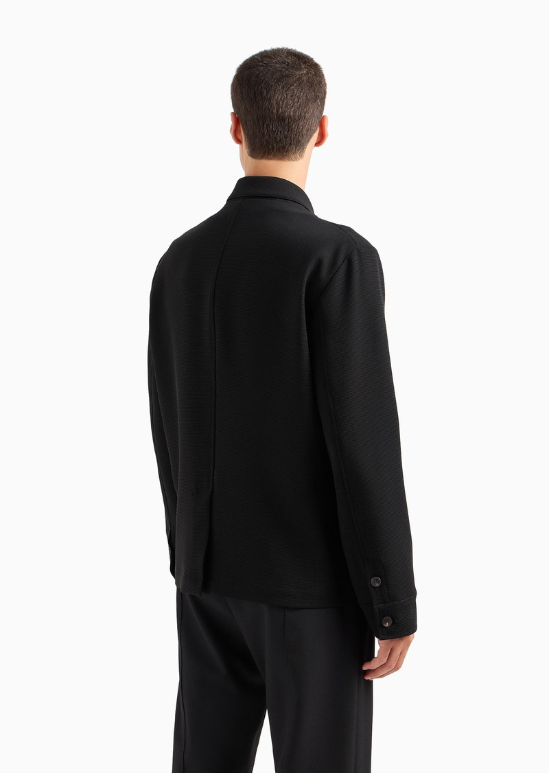 Classic-collar jacket with zip in micro-armure crêpe 3