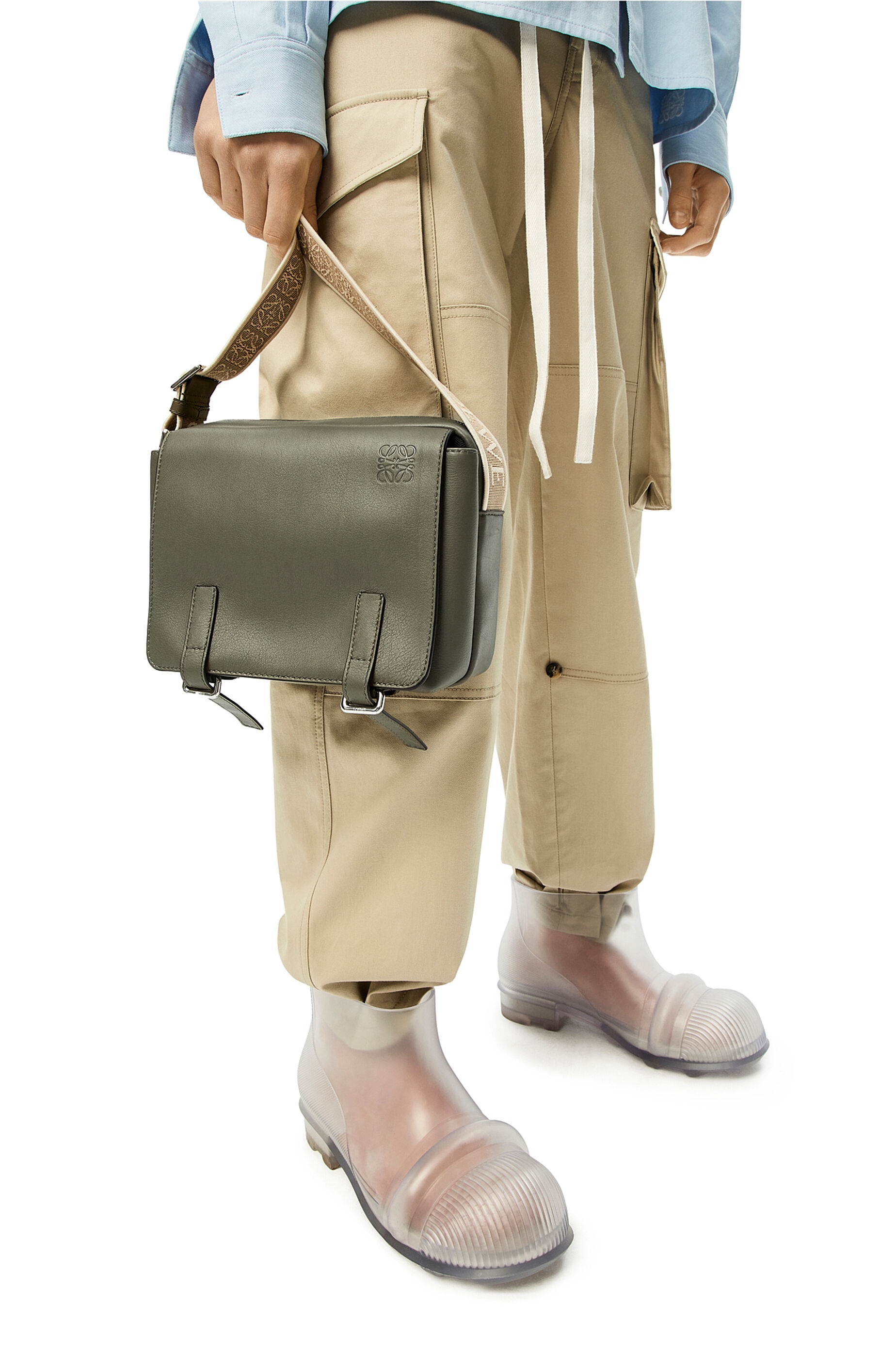 XS Military messenger bag in supple smooth calfskin and jacquard - 2