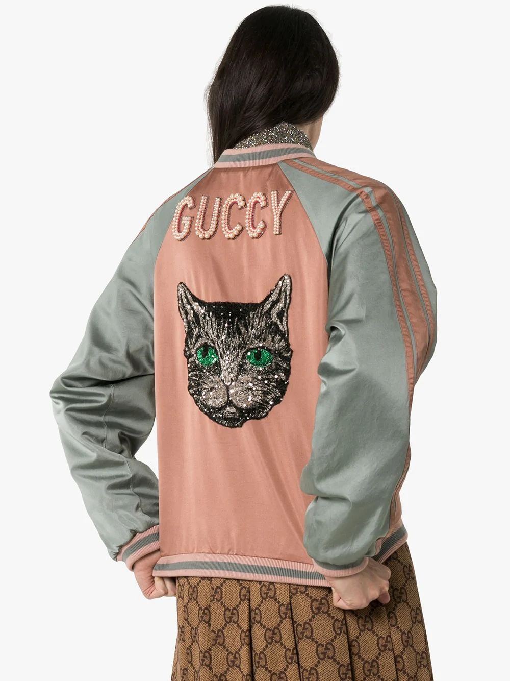 sequin cat face bomber jacket - 4