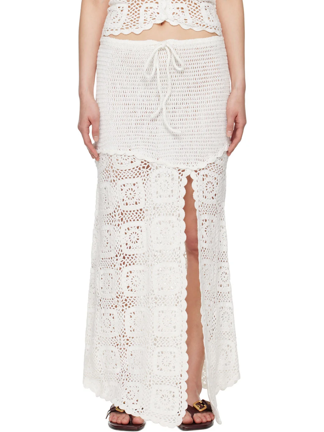 White Rosie Crochet Maxi Skirt - 1