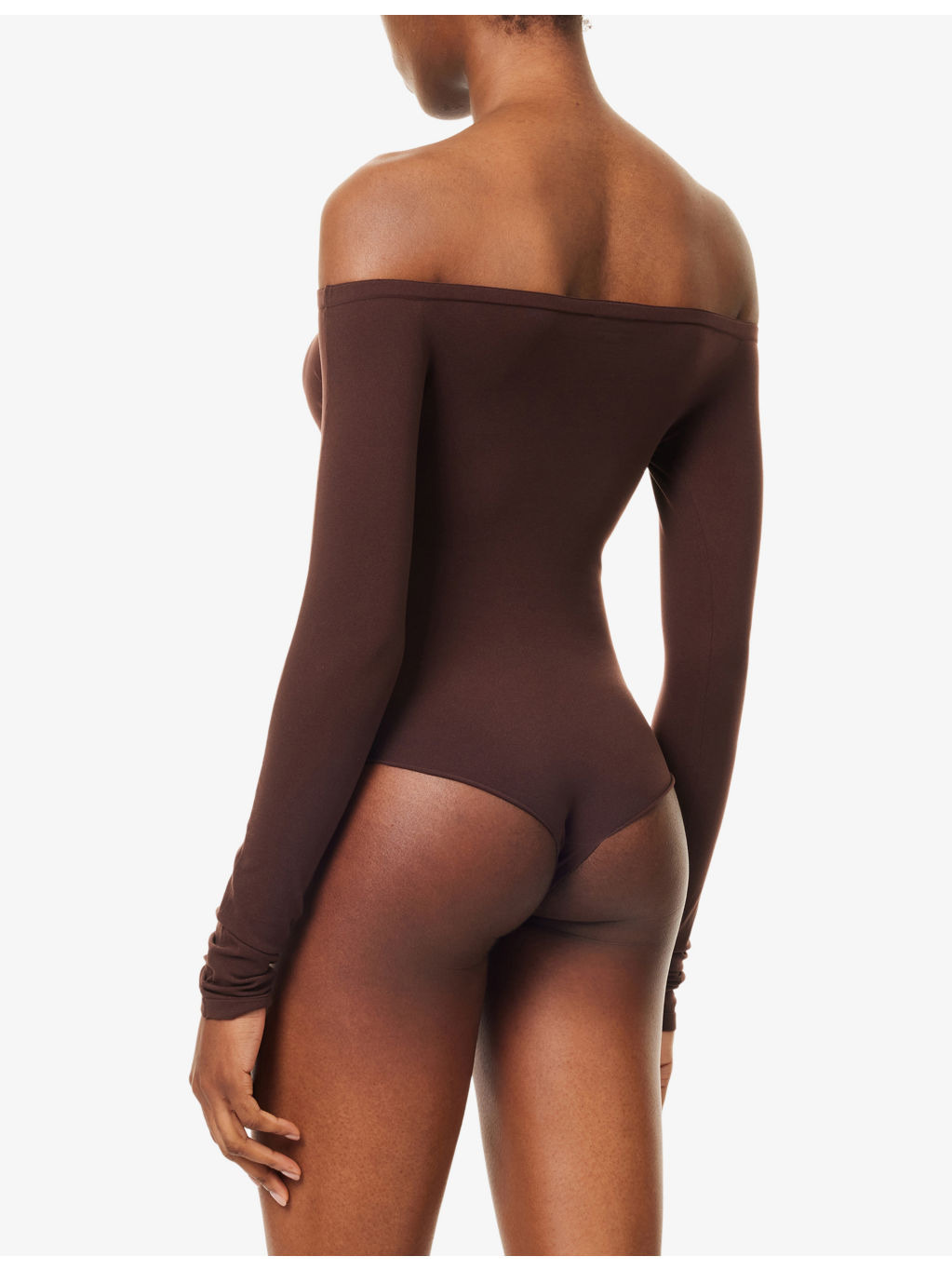 Off-Shoulder Long-Sleeve Woven Bodysuit - 4
