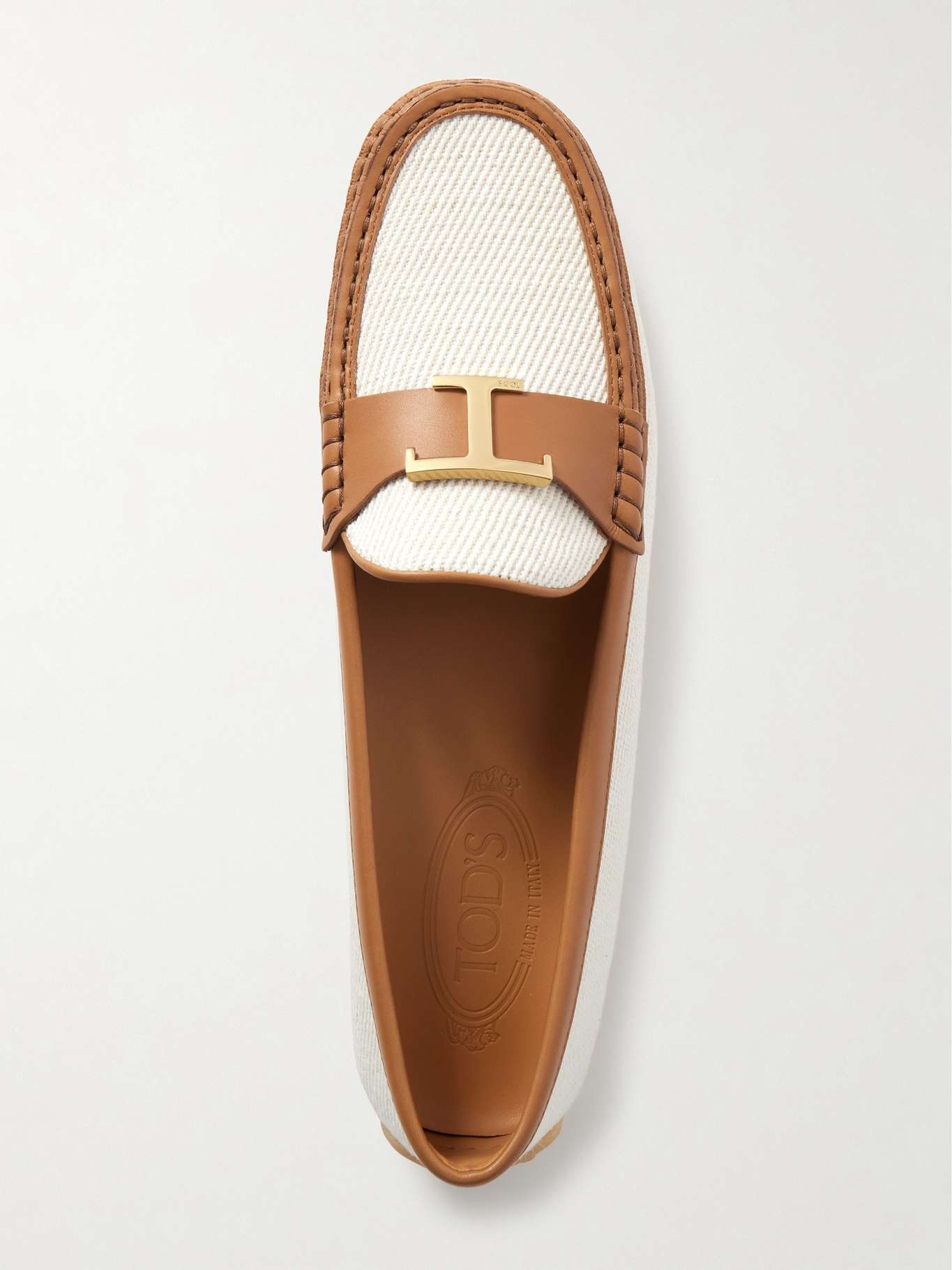 Gomma 10L embellished leather-trimmed canvas loafers Off-white - 5