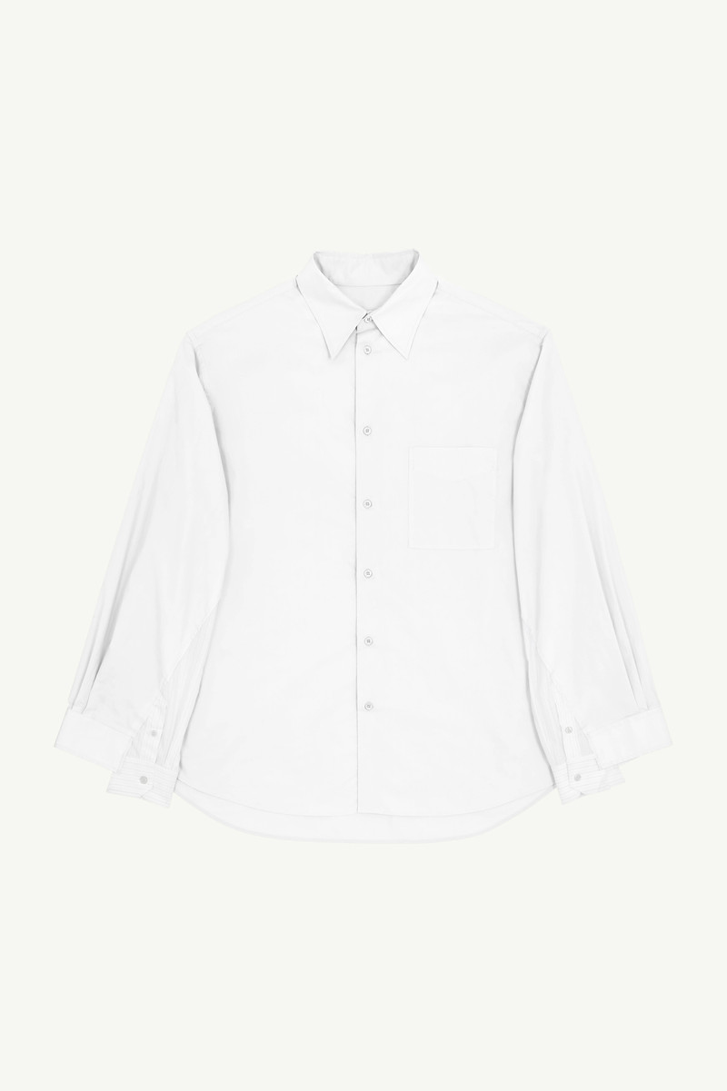 Plain and Stripy Cotton Poplin Shirt 1