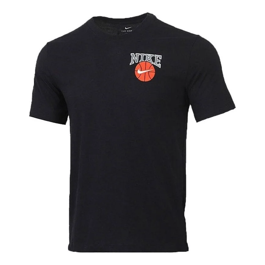 Nike Basketball Logo Alphabet Printing Sports Short Sleeve Black DD9352-010 - 1