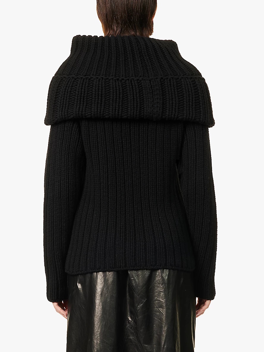 Exaggerated-collar ribbed wool-blend knitted jumper - 4