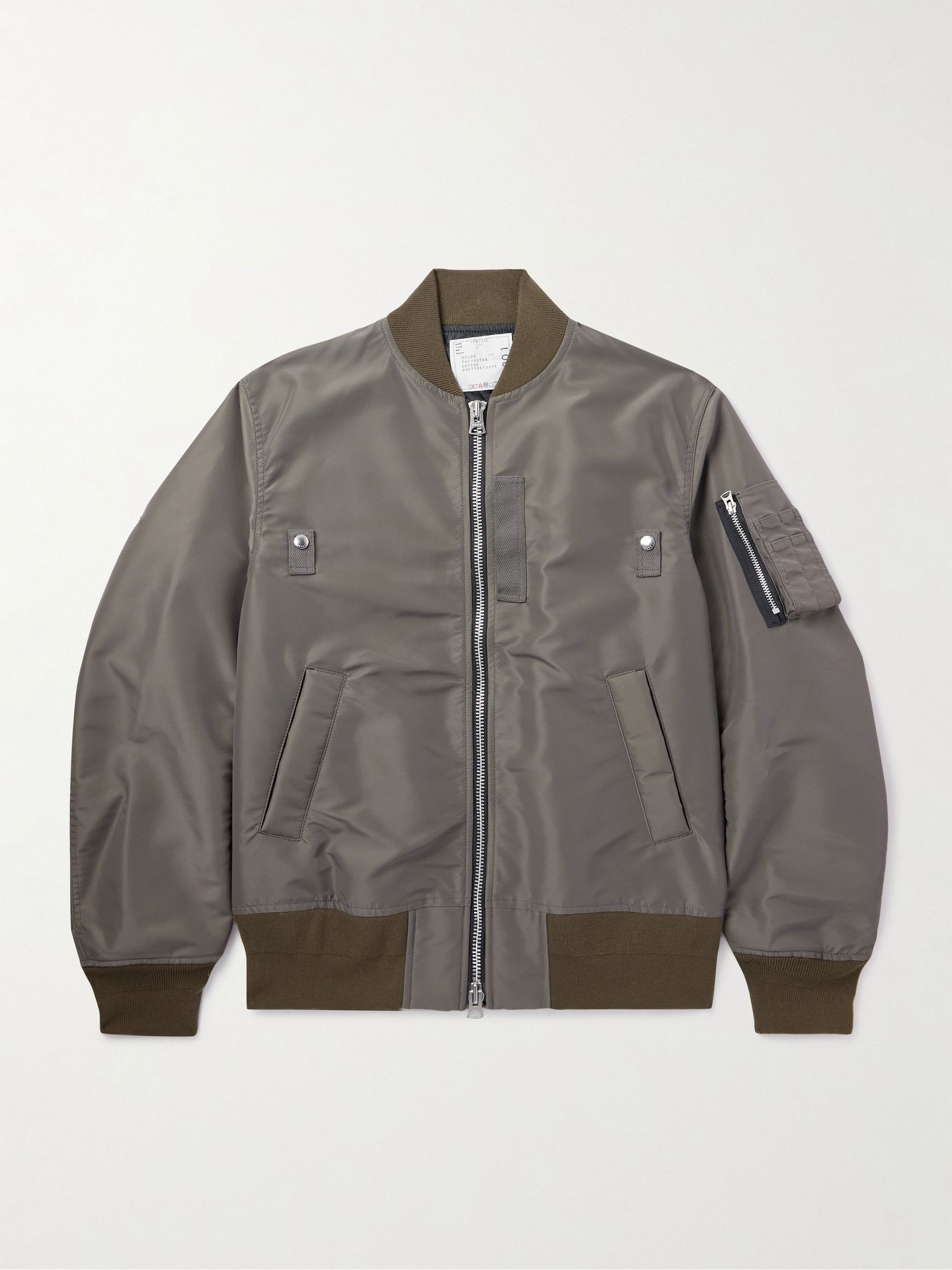 Padded Nylon-Twill Bomber Jacket Gray - 1