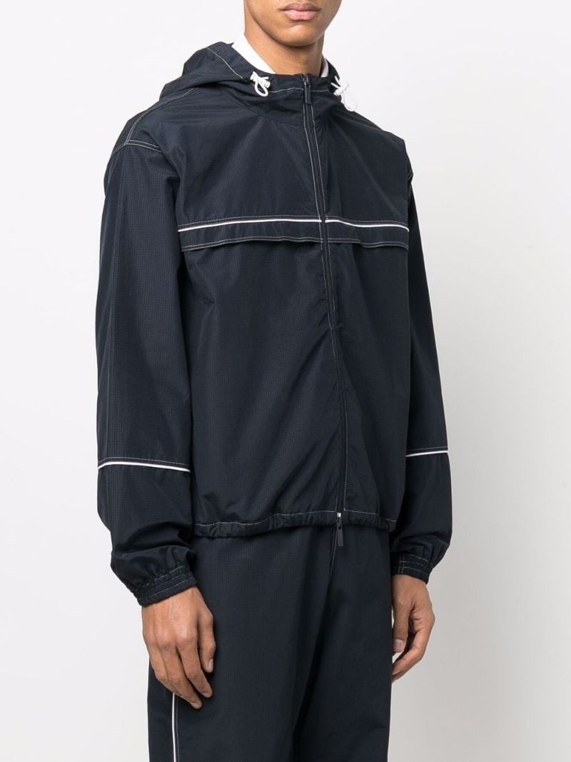 contrast-stitch hooded track jacket - 3