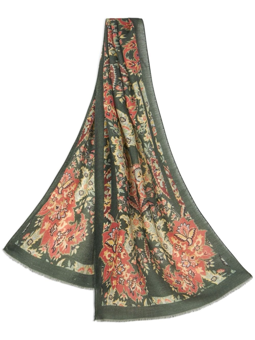 paisley-print fringed scarf - 1