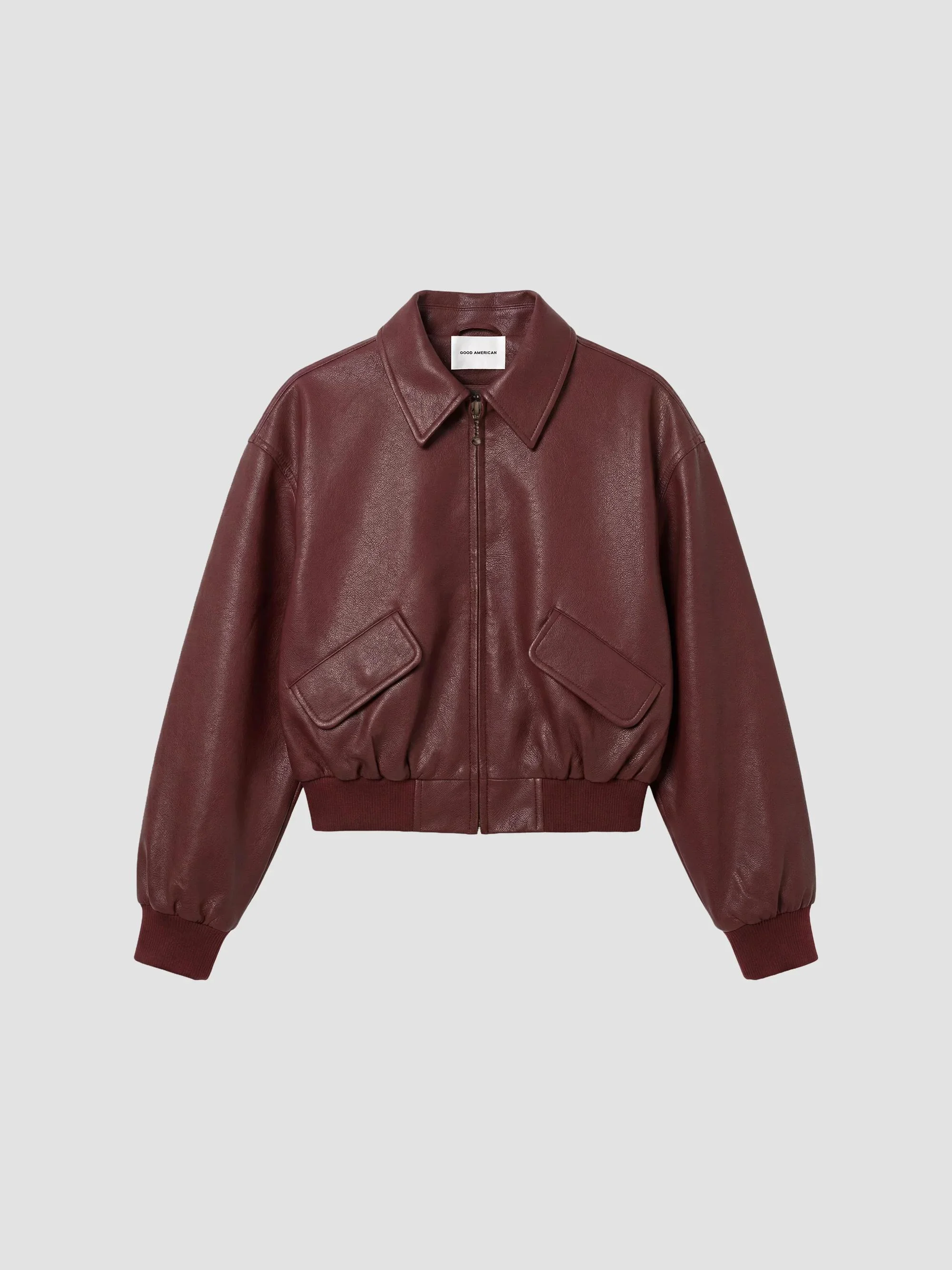 Women's The Better Than Leather Cropped Bomber Jacket - Berry Noir - 1
